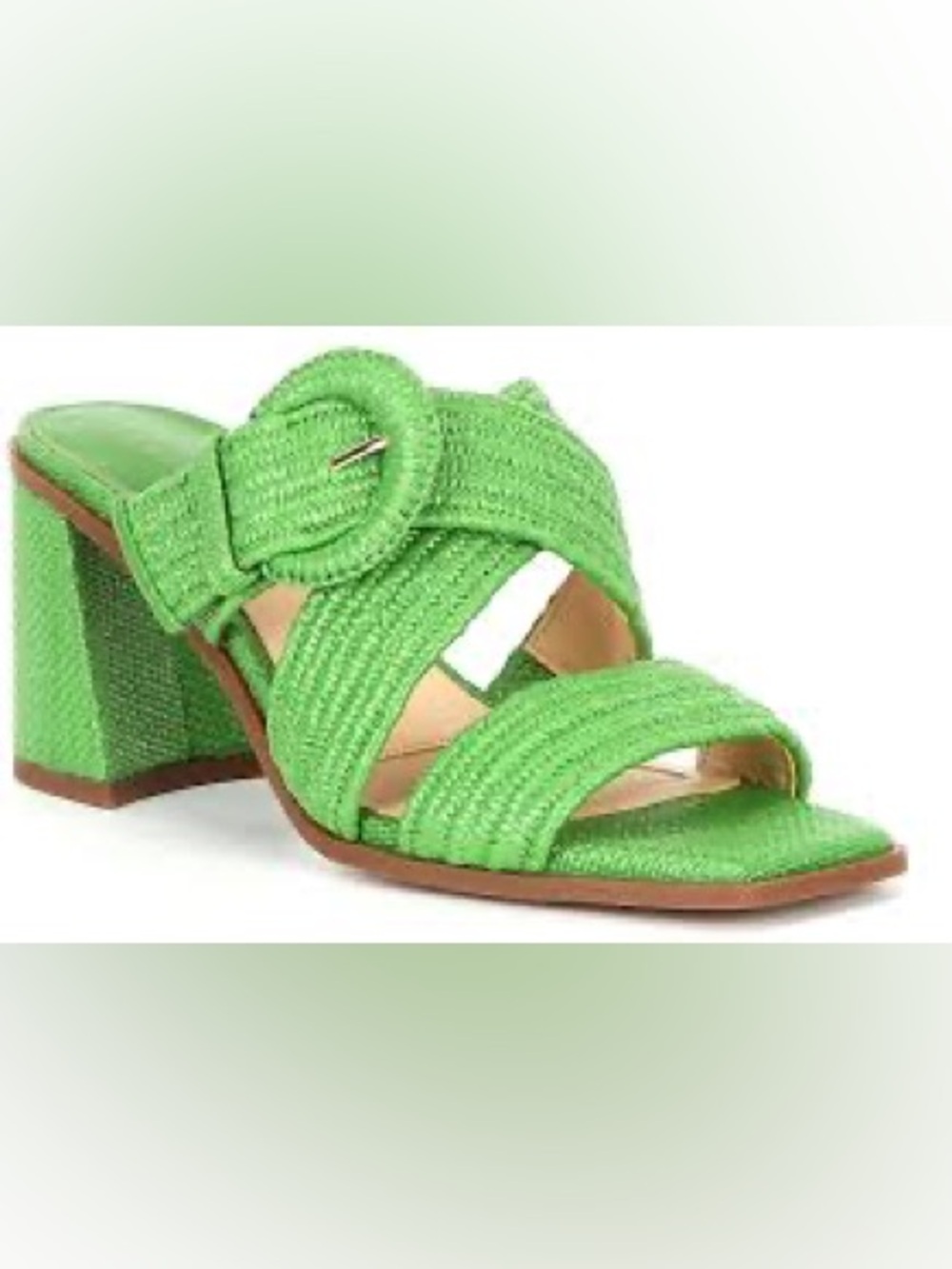 Alex Marie Bright Green Braided Block Heel Slide Sandal size 7.5